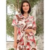 ADR Womens Satin Pajamas Set, Silk like Short Sleeve Top and Shorts with Pockets - 2 of 4