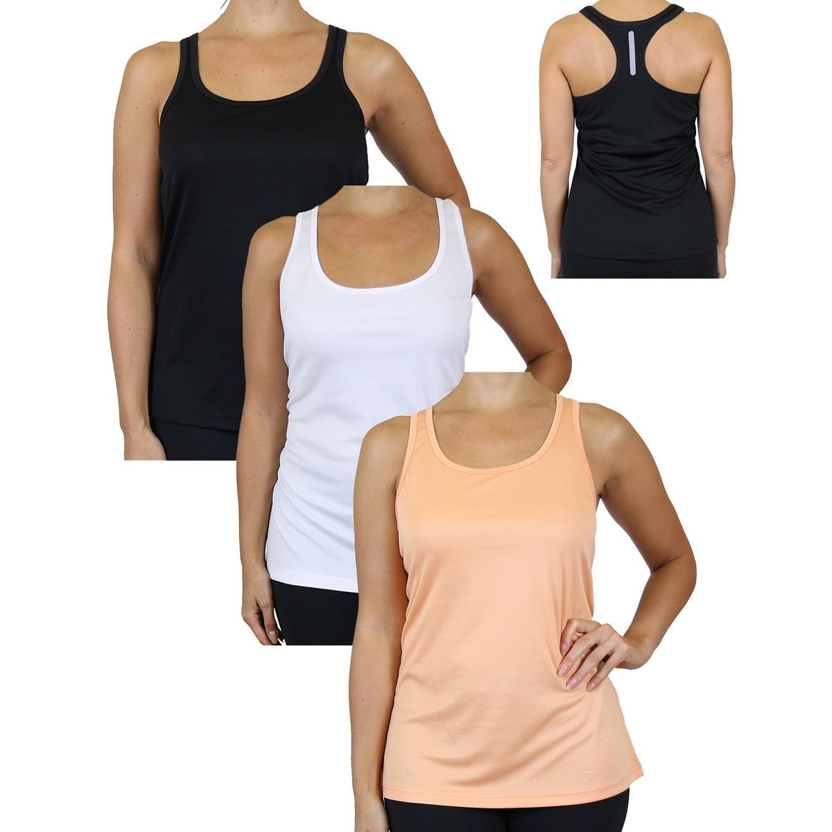 Galaxy By Harvic Women's Moisture Wicking Racerback Tanks- 3 Pack - thumbnail 7