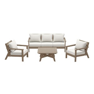 WestinTrends Avalon Outdoor 6-Piece Modular Sectional Patio Furniture Sofa Set, Weathered Wood/White - 1 of 4