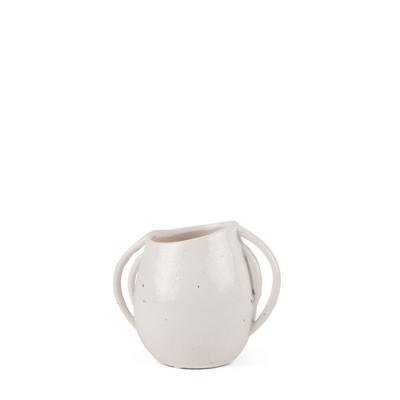 HomeRoots 7" Cream Speckle Ceramic Amphora Table Vase