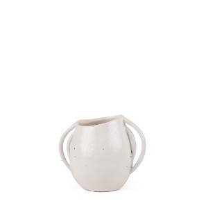 HomeRoots 7" Cream Speckle Ceramic Amphora Table Vase - 1 of 4