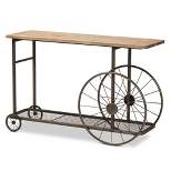 Terence Vintage Industrial Natural Wood and Metal Wheeled Console Table Black - Baxton Studio