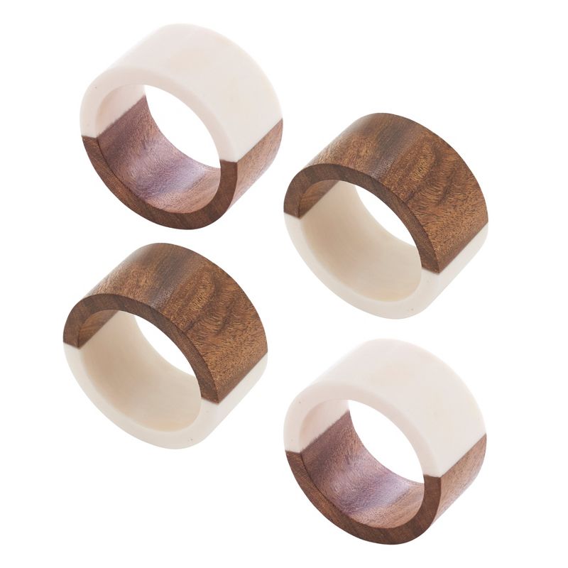 Saro Lifestyle Wood + Resin Napkin Rings, White (Set of 4), 3 of 7