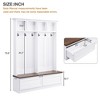 Alilang Farmhouse 4-in-1 Hall Bookshelf Tree Bench, Coat Rack with 2 Large Drawers, 4 Cubbies, 6 Black Hooks 55.9 x 75.6 Inches-White - 4 of 4