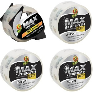 Duck Max Strength Clear Packing Tape Rolls, 1.88 Inch x 54.6 Yards Each - 1 of 4