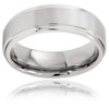 Crucible Brushed and Polished Ridged Edge Tungsten Carbide Ring (7mm Wide) - 3 of 4