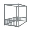 PAGED Twin Size Canopy Bed Modern Pine Bed Frame with Guardrail for Bedroom, without Slats - 3 of 4