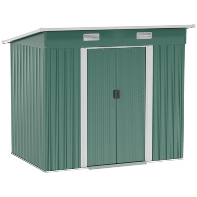 Outsunny Metal Garden Storage Shed Tool House with Sliding Door Spacious Layout & Durable Construction for Backyard, Patio, Lawn