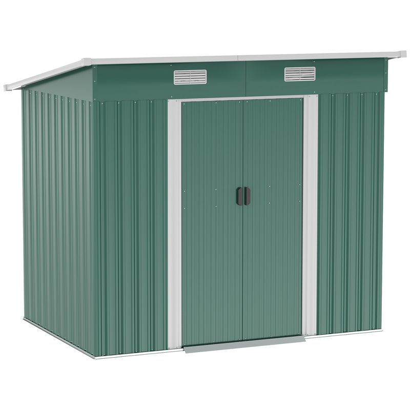 Outsunny Metal Garden Storage Shed Tool House with Sliding Door Spacious Layout & Durable Construction for Backyard, Patio, Lawn, 1 of 7