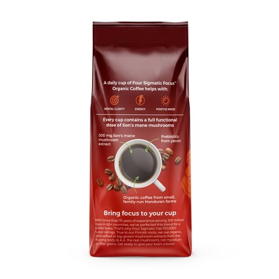Four Sigmatic Organic High Caffeine Dark Roast Ground Coffee with Lion's Mane Mushroom and Yacon - 10oz