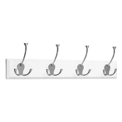 Unique Bargains Wood Base Wall Hook Coat Rack Holder With 4 Zinc Alloy 