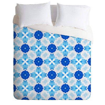 King Jacqueline Maldonado Watercolor Geometry Comforter Set Blue - Deny Designs