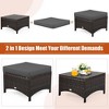 Tangkula 5PCS Rattan Patio Conversation Sofa Furniture Set Outdoor w/ Grey Cushions - 4 of 4