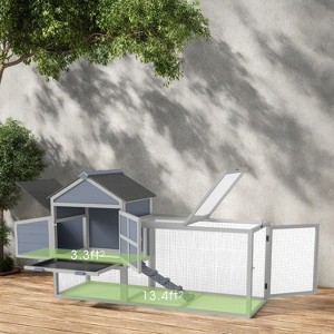 BENCMATE Pet Crates And Houses Multi-Functional Wooden Outdoor Chicken Coop Equipped With Egg-Laying Boxes Activity Area, Grey, 79.90"*24.20"*40.20" - 1 of 4