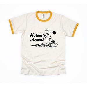 Simply Sage Market Women's Horsin' Around Short Sleeve Ringer Tee - 1 of 2