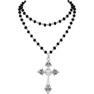Sacina Goth Y2k Red Heart Necklace, Layered Black Beaded Heart Choker Gothic Emo Grunge Y2k Necklace Valentine Gift Halloween Christmas Jewelry Gift For Women