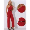 Allegra K Women's One-Shoulder Dressy Sleeveless Belt Wide Leg Rompers - 2 of 4
