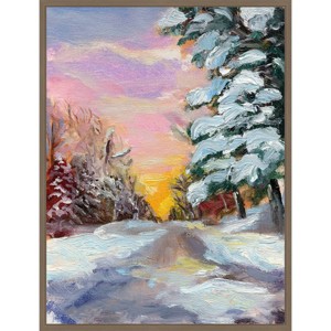 Amanti Art 23"x30" Sunset in Winter by Sandra Lafrate Framed Canvas Wall Art - 1 of 4