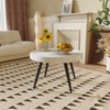 31-inModern farmhouse-style living room coffee table, round table with natural finish, white marble style - 2 of 4