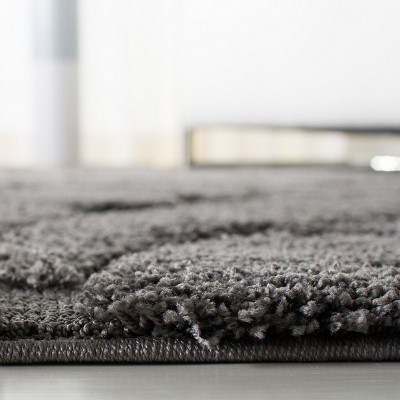 Gray Floral Shag Rectangular Synthetic Area Rug