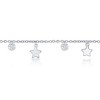 Bella Silver Sterling Silver Alternating Cubic Zirconia with Shiny & Matte Stars Anklet - Silver - 9+1 Inch - 2 of 3
