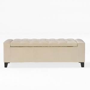 Gulches Guernsey Storage Ottoman - 51"W¡Á20.5"D¡Á17"H Ivory Velvet, Tufted Top for Bedroom Living Room - 1 of 4