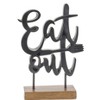 Eat Out Kitchen Sentiment Sign – 8.75"H Black Polyresin Cut-Out Decor with Wood Base by Melrose - 2 of 3