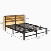 Queen Size Metal Bed Frame with Wooden Headboard, RGB Lights,Charger, Storage Shelf, Noise-Free, No Box Spring Needed,Rustic Brown - 4 of 4