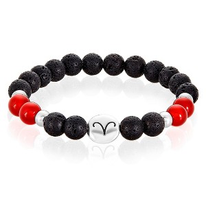 Men's Zodiac Lava and Agate Stone Bead Stretch Bracelet - West Coast Jewelry - 1 of 4