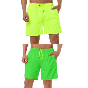 Lars Amadeus Men's Solid Color Drawstring Swimming Pool Beach Board Shorts 2 Packs - 1 of 4