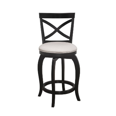Ellendale 38'' Black Wood Swivel Counter Height Stool with Fog Gray Seat