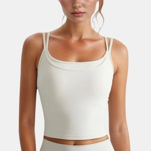 Anna-Kaci Active Women's Longline Sports Bra with Double Spaghetti Straps and Layered Scoop Neck for Low Impact Workouts - 1 of 4