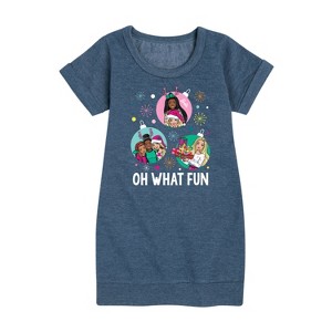 Girls' - Barbie - Holidays & Christmas Graphic Short Sleeve Fleece Dress - 1 of 4