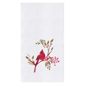 C&F Home Holiday Winter Themed Single Red Cardinal Embroidered Sitting on Red Berry Tree Flour Sack Dish towel 27L x 18W in. - 1 of 4