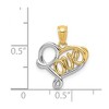 Black Bow Jewelry 14k Yellow Gold and White Rhodium Two Tone Love Script Heart Pendant - 3 of 4