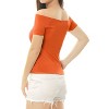 INSPIRE CHIC Women's Short Sleeves Off The Shoulder Stretchy Fabric Solid Crop Top - 4 of 4