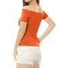 INSPIRE CHIC Women's Short Sleeves Off The Shoulder Stretchy Fabric Solid Crop Top - image 4 of 4