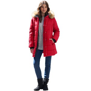 Roaman's Classic Length Quilted Puffer Jacket - 1 of 4