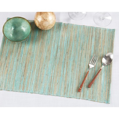 Turquoise Shimmering Woven Fabric Kids Placemats Set