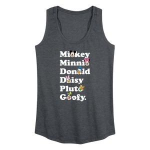 Women's - Disney - Mickey Friends Character List Graphic Racerback Tank - 1 of 4