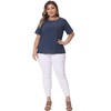 Agnes Orinda Women's Plus Size Lightweight Soft Short Sleeve Round Neck Cotton Linen Casual T-Shirts - 4 of 4