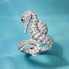 Ross-Simons 2.00 ct. t.w. White Zircon Seahorse Ring With Single Black Spinel in Sterling Silver - 4 of 4