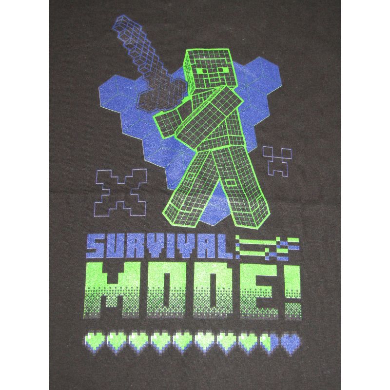Minecraft Neon Violet and Green Graphic Youth Boys Black T-Shirt, 2 of 3