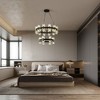 PAKOKULA Modern 36-Light Black 2-Tier Wagon Wheel Chandelier with Clear Cystal Shades with bulbs included - 3 of 4