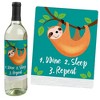 Big Dot of Happiness Let's Hang - Sloth - Baby Shower or Birthday Party Decorations for Women and Men - Wine Bottle Label Stickers - Set of 4 - 2 of 4