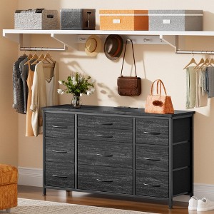 Dresser for Bedroom with Power Outlets, 55 inch TV Stand with Wood Tabletop, 10 Drawers Dresser with Big Storage - 1 of 4
