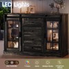 4 Drawers Storage Cabinet with 2 Sliding Glass Door & 6 Colors LED Light, Wood Dresser - 4 of 4