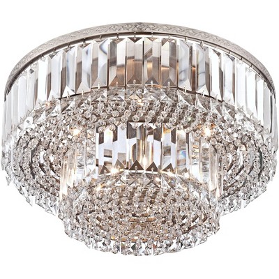 Vienna 16" Satin Nickel Crystal Flush Mount Ceiling Light