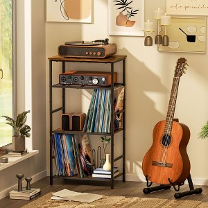 MOEPISY Record Player Stand, 4-Tier Vinyl Record Holder Dispaly Shelf with Storage up to 200 Albums - 1 of 4
