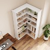 Garvee Farmhouse Corner Bookshelf – 72.8” Tall L-Shaped Bookcase with 5 Tiers, Wood Display Rack for Office and Bedroom, Half Panel Design - 3 of 4